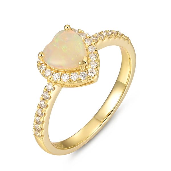 925 Sterling Silver Natural Opal Ring