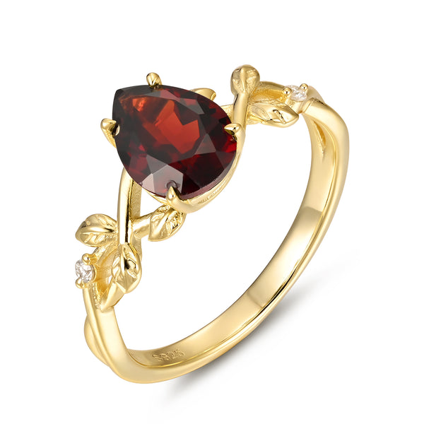 925 Sterling Silver Natural Garnet Ring