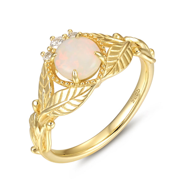 925 Sterling Silver Natural Opal Ring