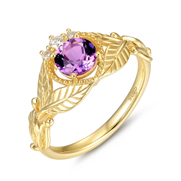 925 Sterling Silver Natural Amethyst Ring