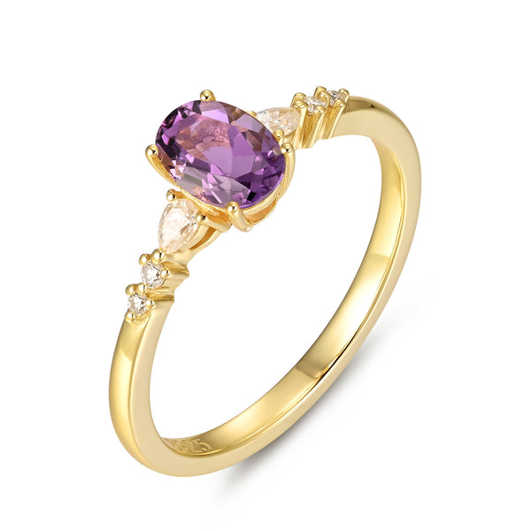 925 Sterling Silver Natural Amethyst Ring