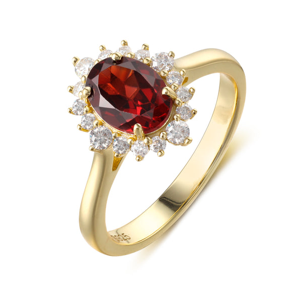 925 Sterling Silver Natural Garnet Ring