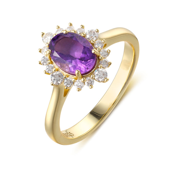 925 Sterling Silver Natural Amethyst Ring