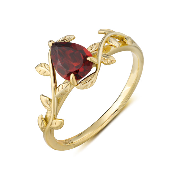 925 Sterling Silver Natural Garnet Ring