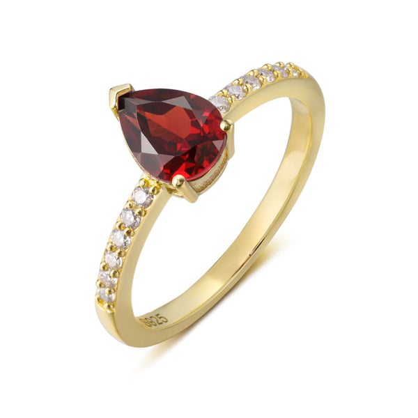 925 Sterling Silver Natural Garnet Ring