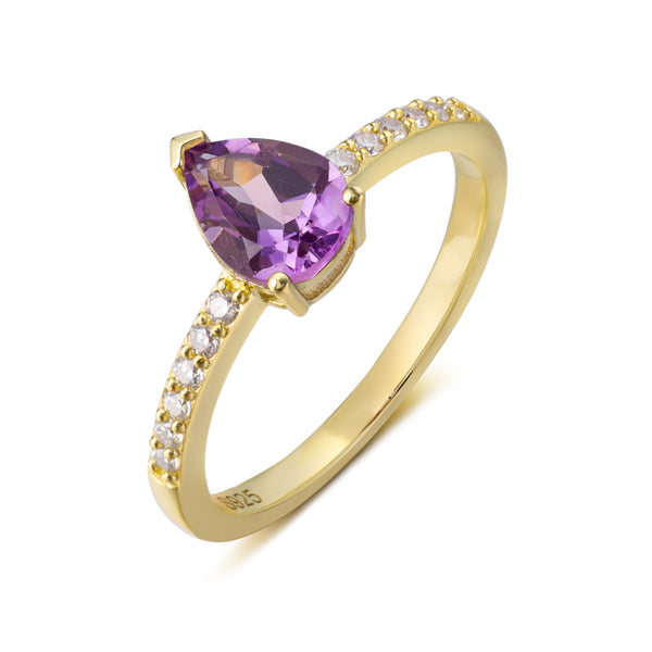 925 Sterling Silver Natural Amethyst Ring