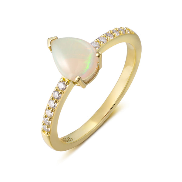 925 Sterling Silver Natural Opal Ring