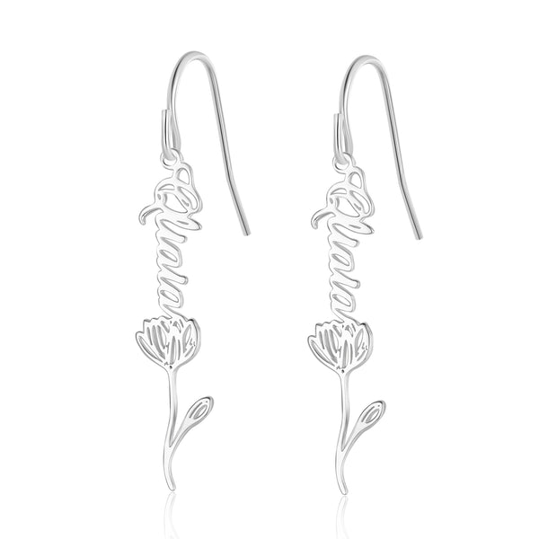 925 Sterling Silver Custom Birthflower Earrings