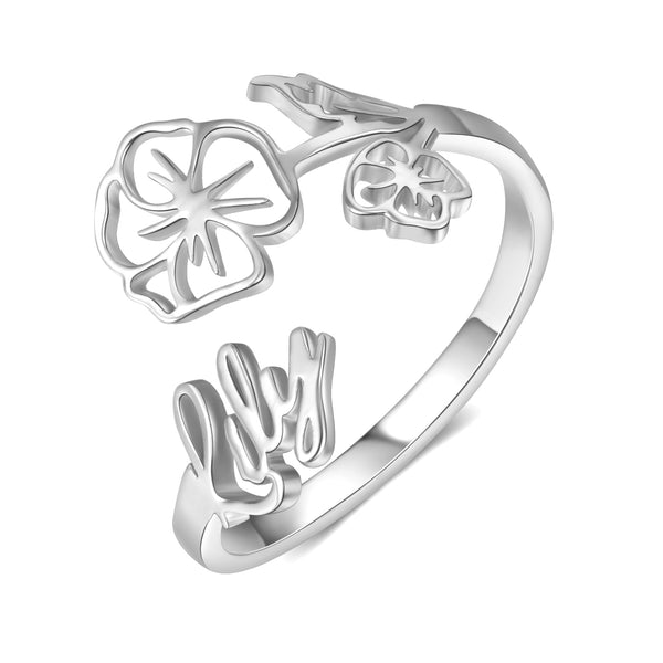 925 Sterling Silver Custom Birthflower Ring