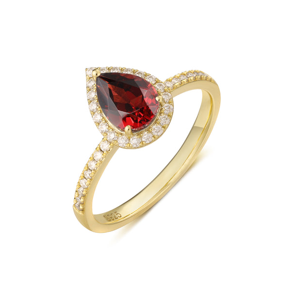 925 Sterling Silver Natural Garnet Ring