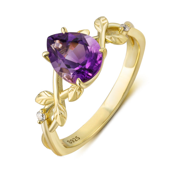 925 Sterling Silver Natural Amethyst Ring