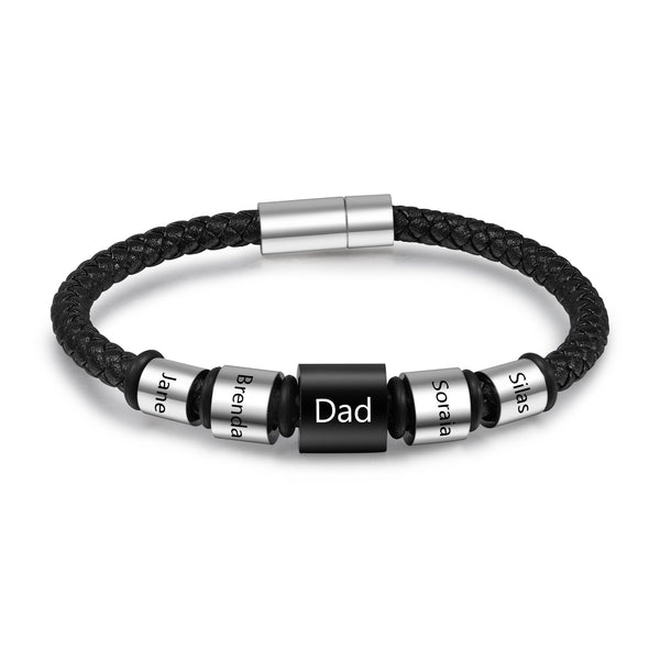 Custom Name Men Leather Bracelet