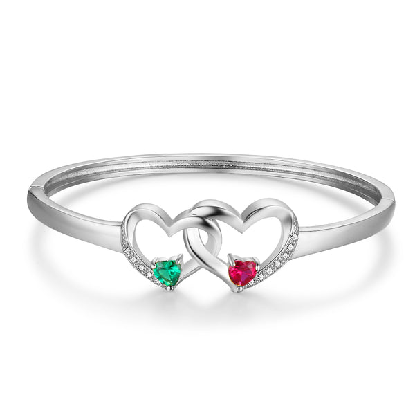 Custom Double Heart Bangle