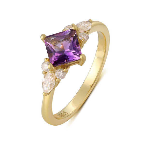 925 Sterling Silver Natural Amethyst Ring