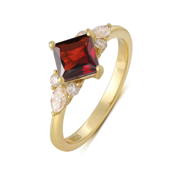 925 Sterling Silver Natural Garnet Ring