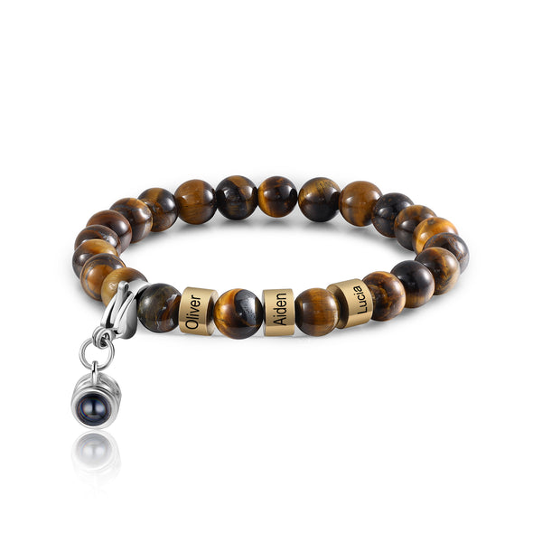 Personlized Photo Projection Tiger Eye Bracelet