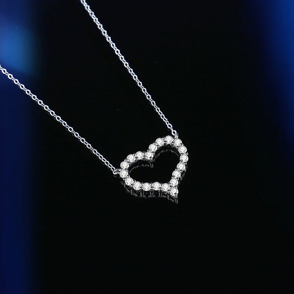 925 Sterling Silver Moissanite Heart Necklace