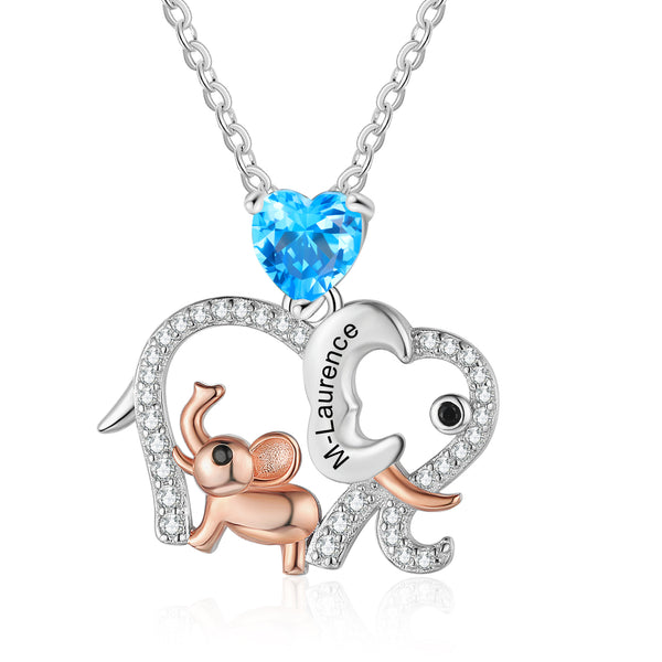 Custom Elephant Mother and Child Necklace