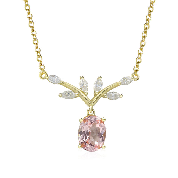 925 Sterling Silver Lab Pink Sapphire Necklace