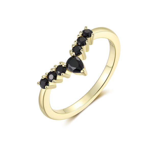 925 Sterling Silver Black Spinel Ring