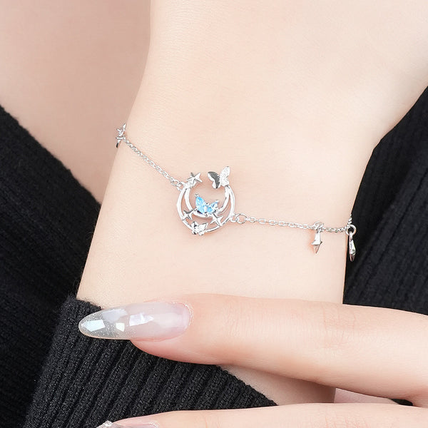 925 Sterling Silver Star and Butterfly Bracelet