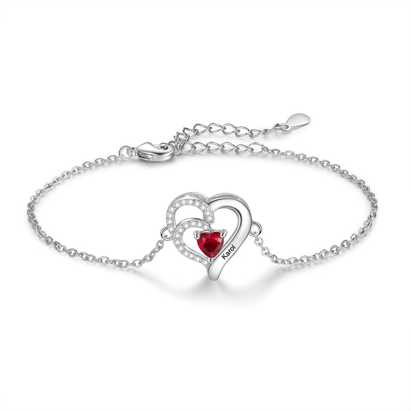 Custom Birthstone Heart Bracelet