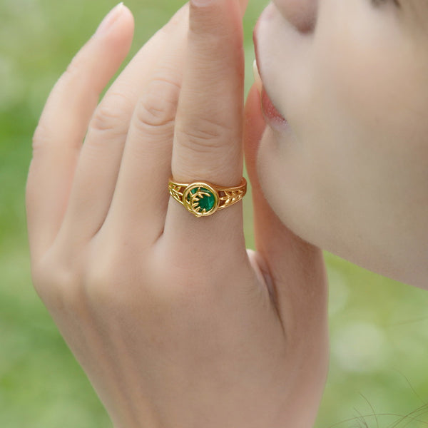 925 Sterling Silver Malachite Willow Branch Lace Ring