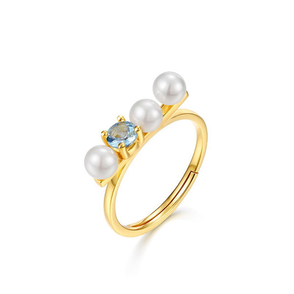 925 Sterling Silver Natural Pearl Clavicle Ring