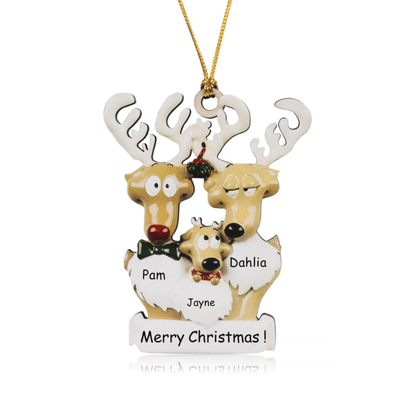 Elk Personalized Christmas Ornament With Engraved 2-6 Names