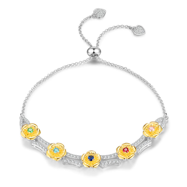 Custom Birthstone Flowers Bracelet