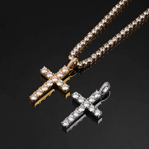 Zircon Hip Hop Cross Pendant