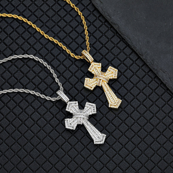 Zircon Hip Hop Cross Pendant