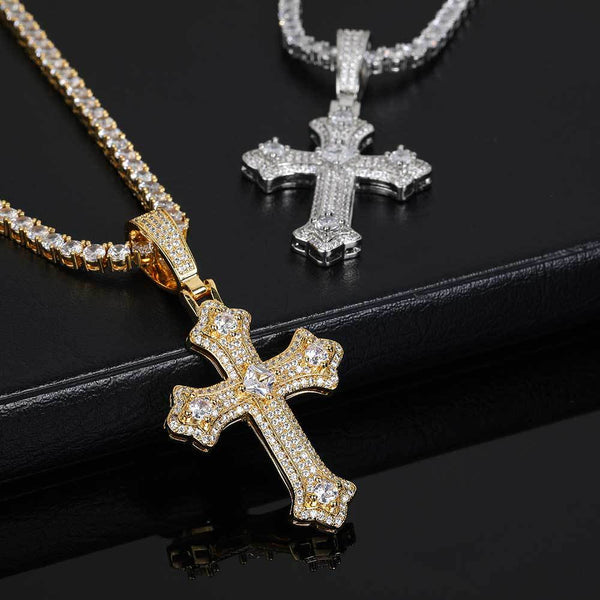 Zircon Hip Hop Cross Pendant