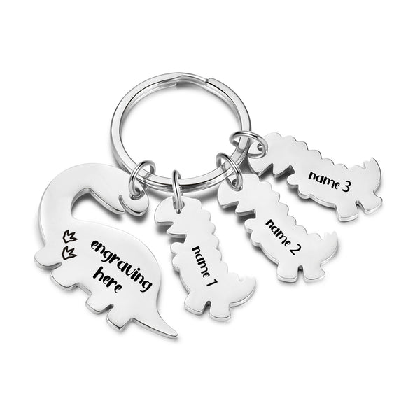 Custom Stainless Steel Name Dinosaur Keychain