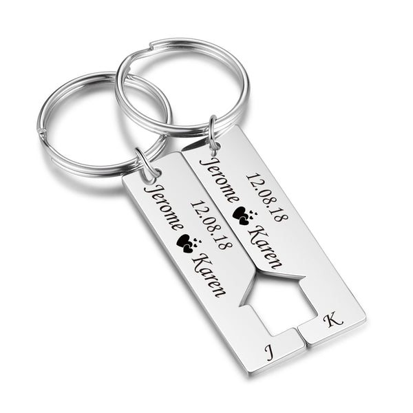 Custom Name Letter Stainless Steel Couple Keychain