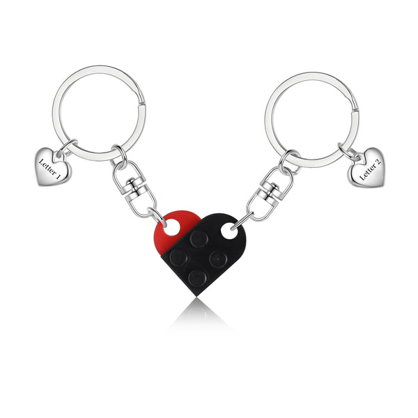 Custom Heart Letter Couple Keychain