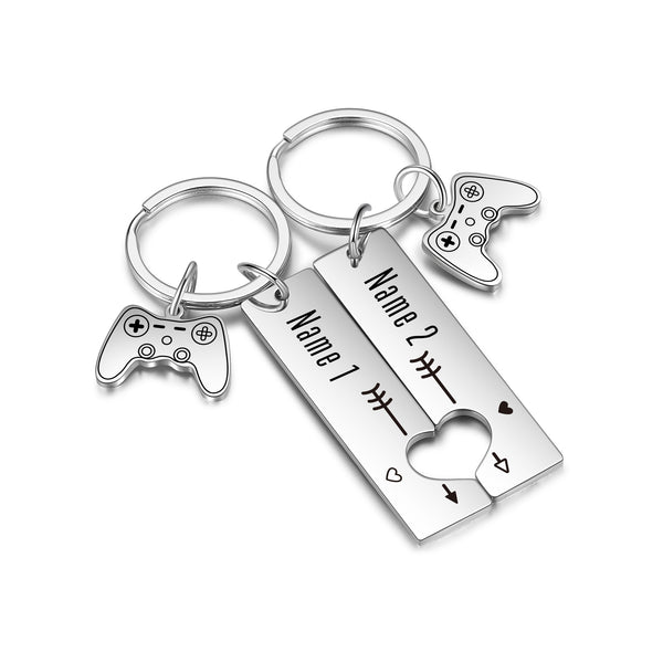 Custom Name Stainless Steel Couple Keychain