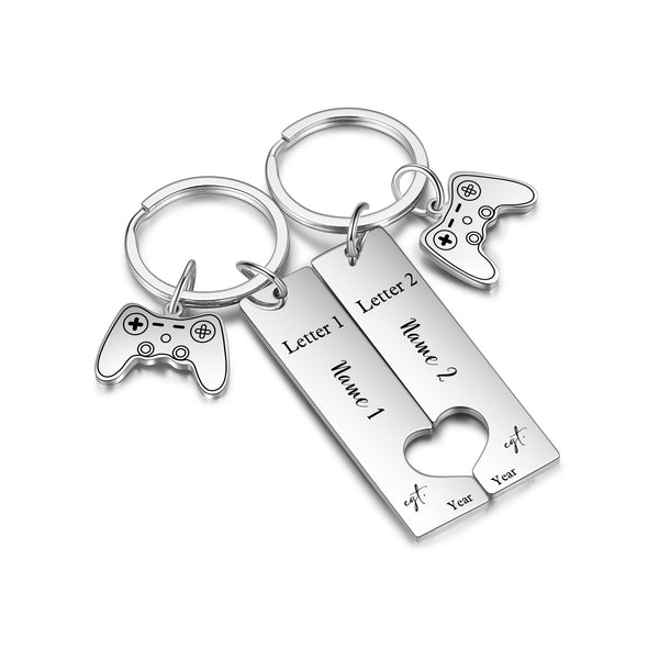 Custom Letter Stainless Steel Couple Keychain