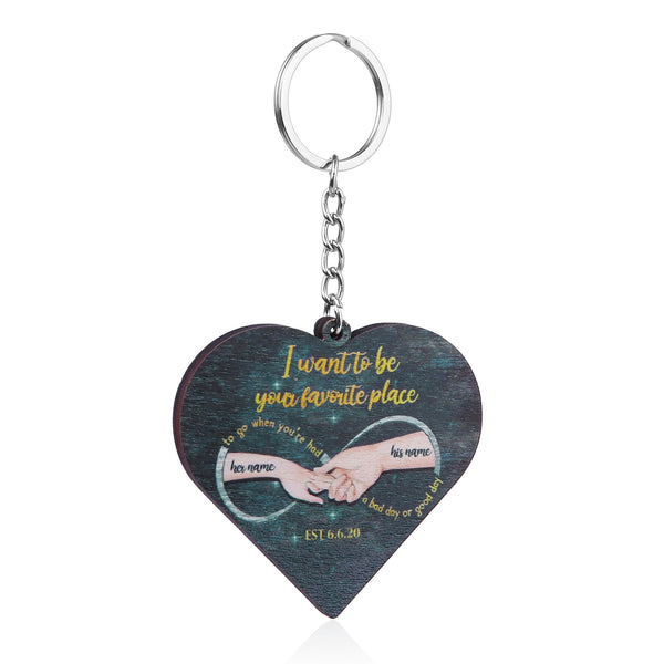 Custom Name Heart Shape Couple Keychain