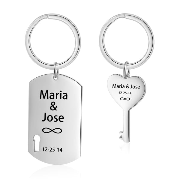 Custom Name Heart Shape Couple Keychain