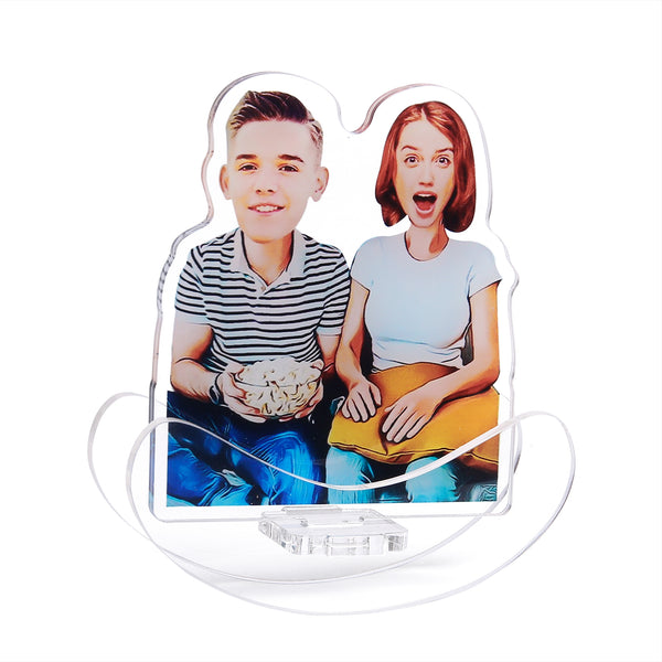 Valentine Day Custom Photo Couple Rocker Acrylic Ornaments