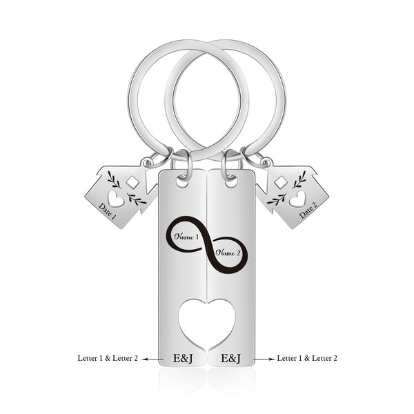 Custom Name Eight Shaped Combination Couple Keychain