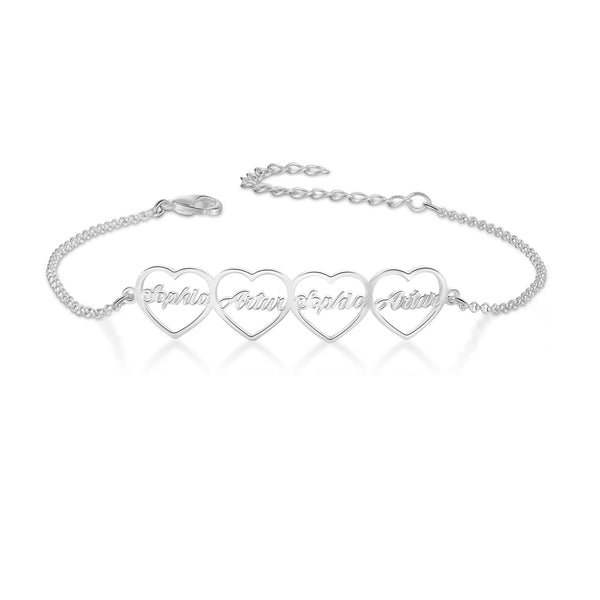 Custom Name Heart Shaped Bracelet for Women