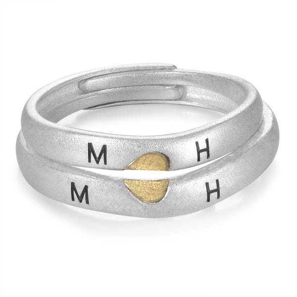 Custom Letter and Date Couple Ring