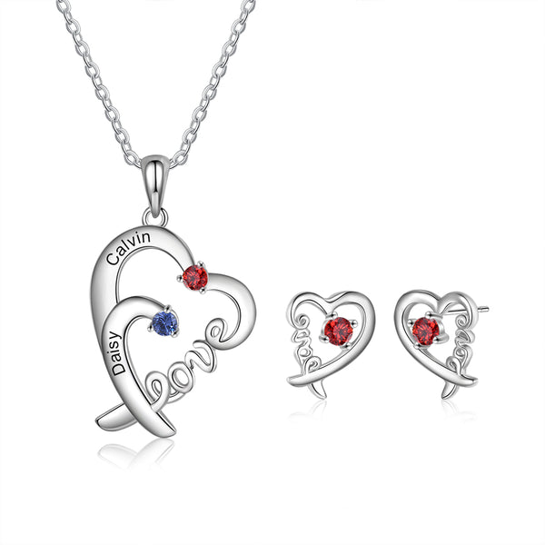 925 Sterling Silver Heart Shape Jewelry Set