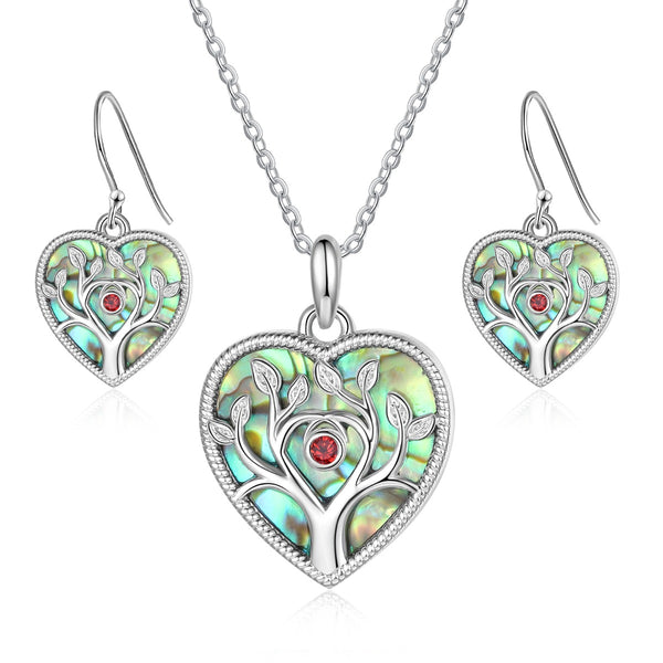 Personalized Rhodium Plated Heart Shape Tree Jewelry Set