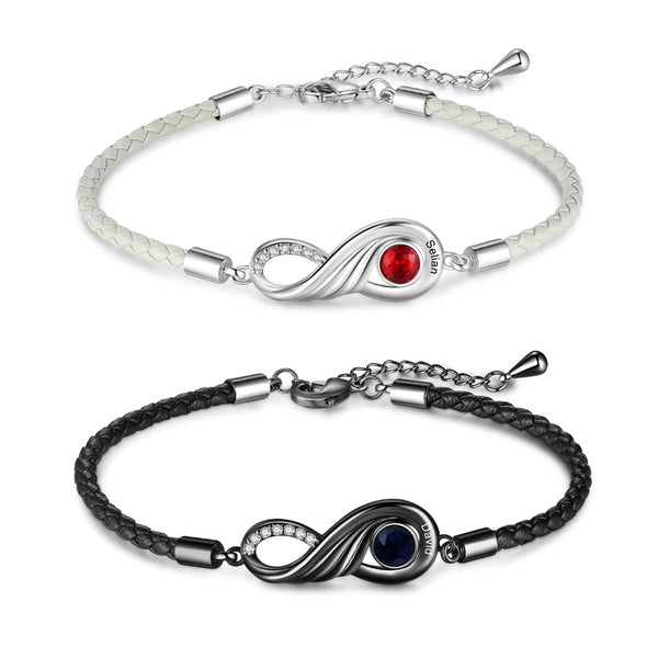 Rhodium Plated Infinity Couple Bracelet