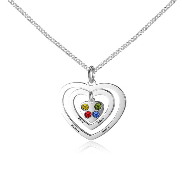 Heart Shaped Birthstone Name Necklace