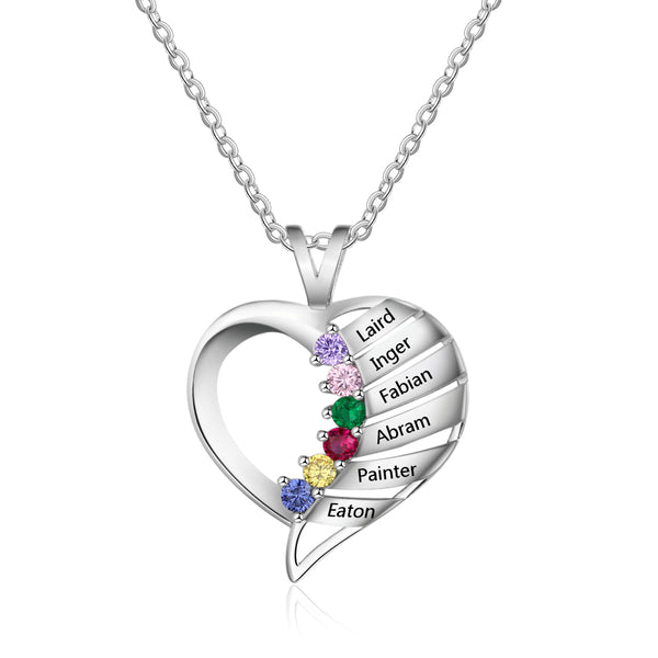 S925 Personalized Names Heart Shape Pendant Necklace with Cubic Zirconia