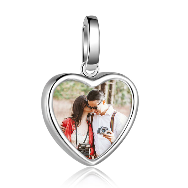 925 Sterling Silver Heart Shape Personalized Photo Pendant Necklace